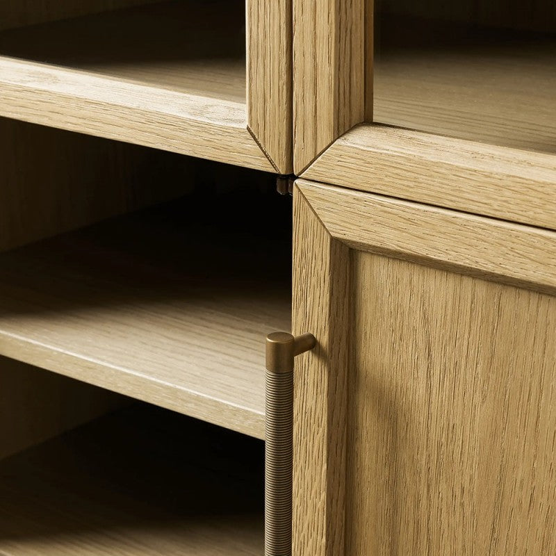 Heidi Glass-Door Oak Cabinet | Modern Farmhouse Design - thebelacan