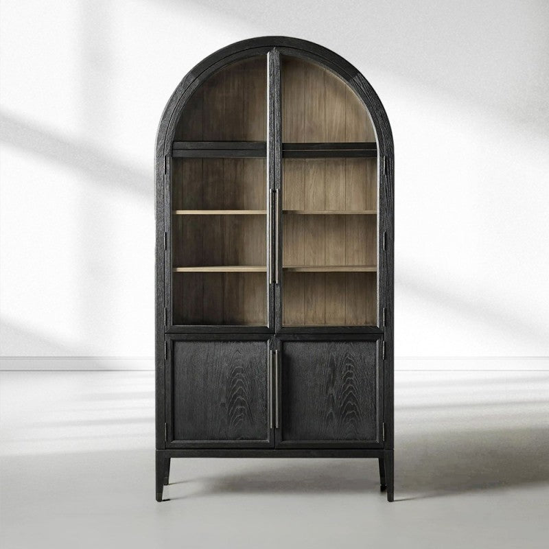 Heidi Glass-Door Oak Cabinet | Modern Farmhouse Design - thebelacan
