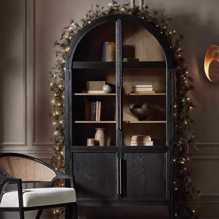 Heidi Glass-Door Oak Cabinet | Modern Farmhouse Design - thebelacan