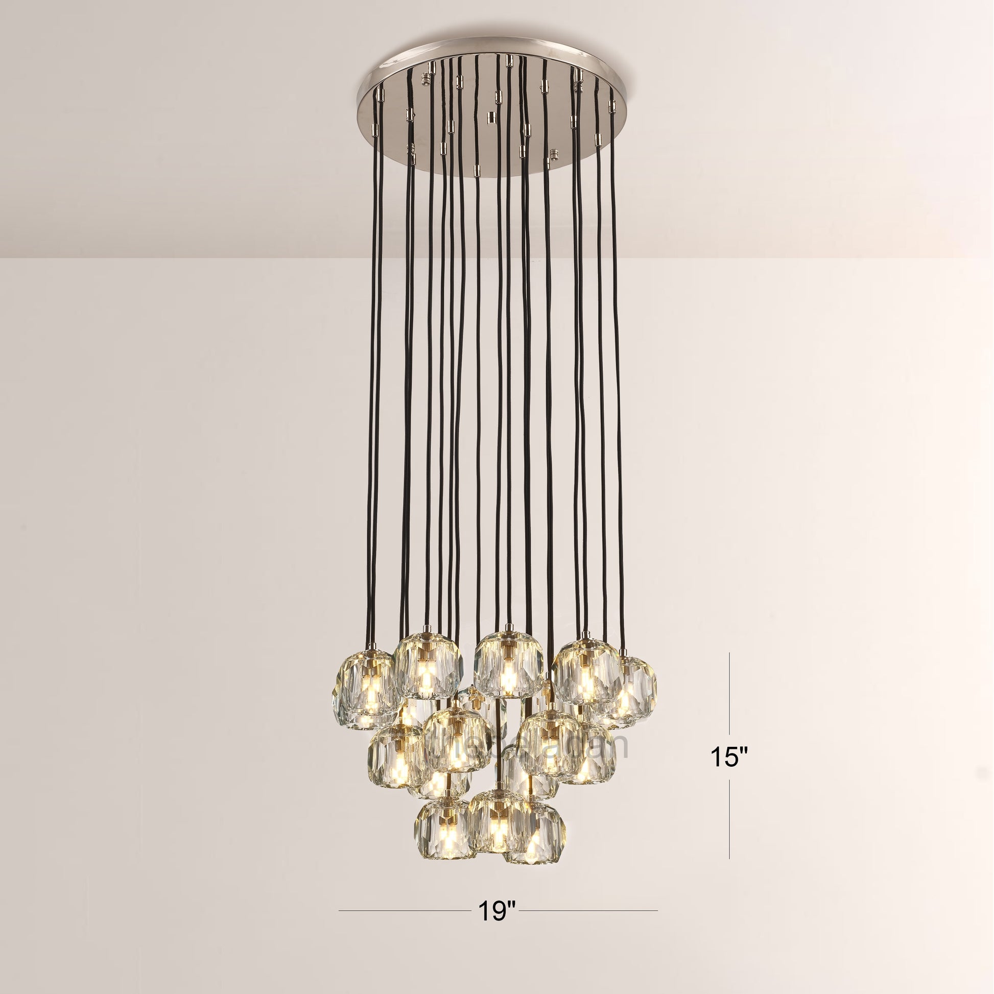 Kristal Glass Round Cluster Chandelier 19" - thebelacan