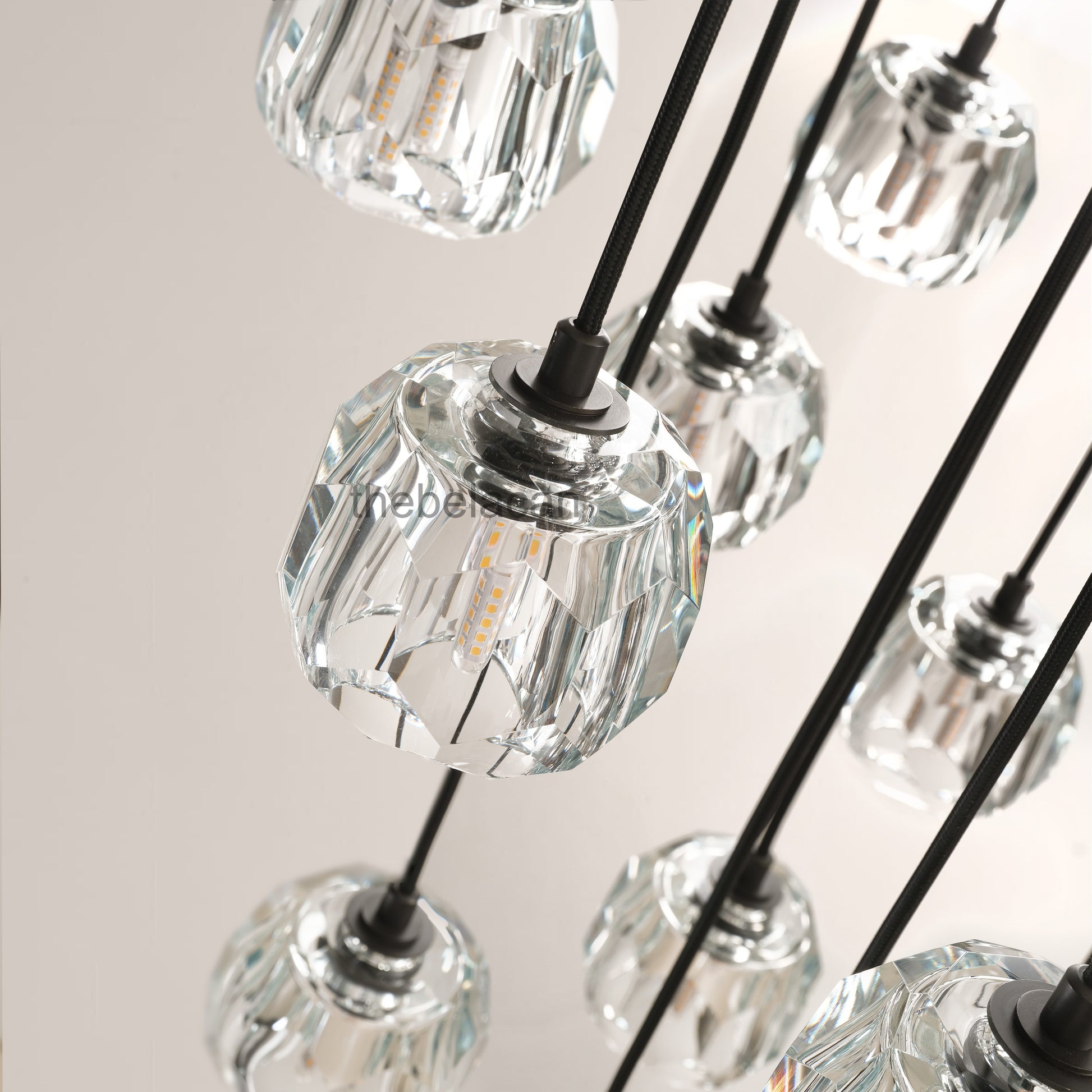 Kristal Smoke Glass Round Cluster Chandelier 30" - thebelacan