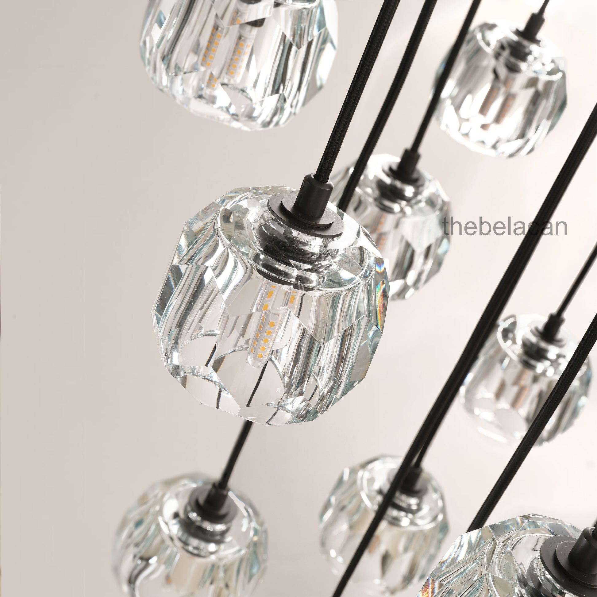 Kristal Smoke Glass Round Cluster Chandelier 40" - thebelacan