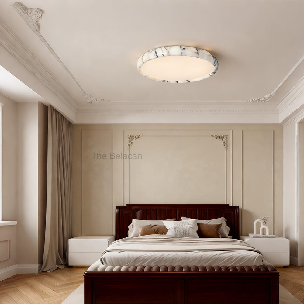 LuminaVein Marble-Rim Oval Flush Mount - thebelacan