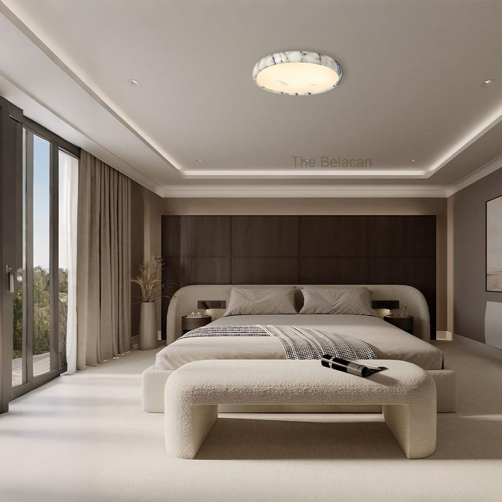 LuminaVein Marble-Rim Oval Flush Mount - thebelacan