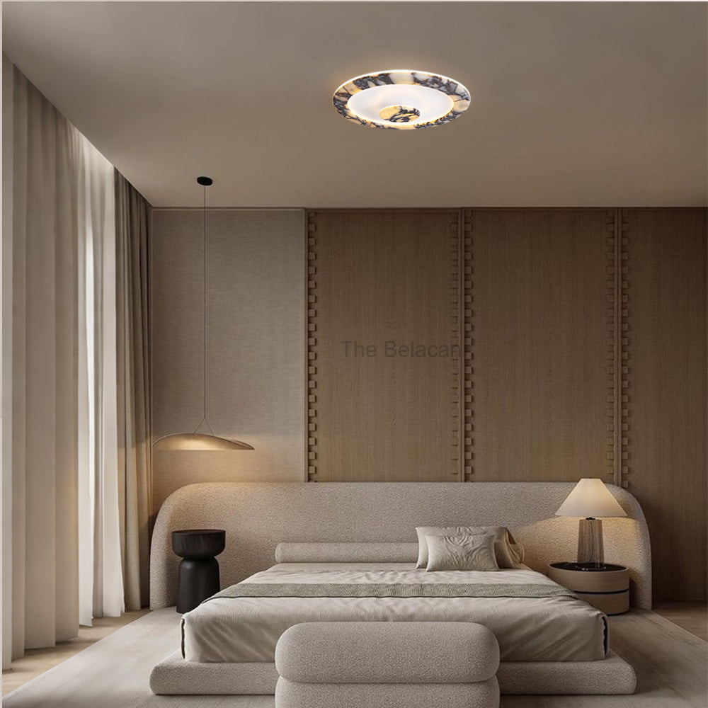 LuminaVein Oval Marble Flush Mount - thebelacan