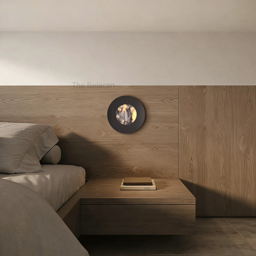 MarbleGlow Circular Accent Marble Wall Sconce - thebelacan