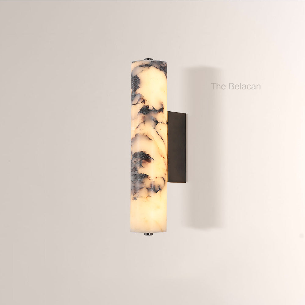 MarbleGlow Cylindrical Marble Wall Sconce - thebelacan