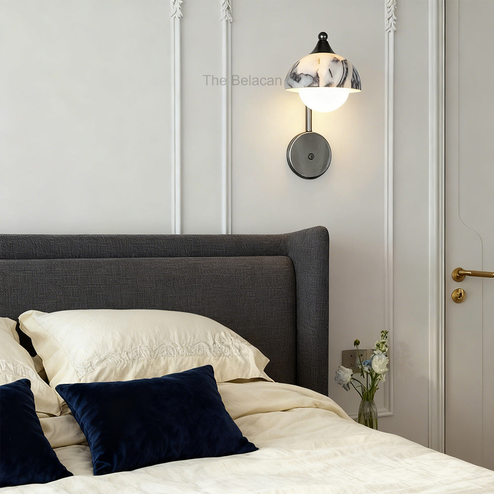 MarbleGlow Dome-Shade Globe Accent Wall Sconce - thebelacan
