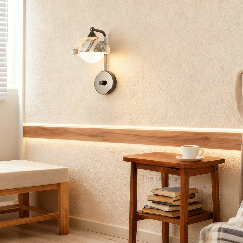 MarbleGlow Dome-Shade Globe Accent Wall Sconce - thebelacan