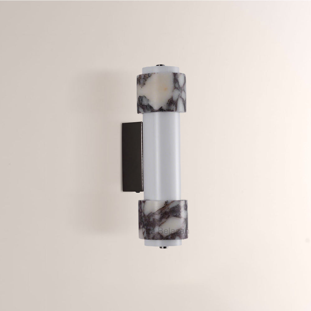 MarbleGlow Dual-Marble Cylinder Wall Sconce - thebelacan