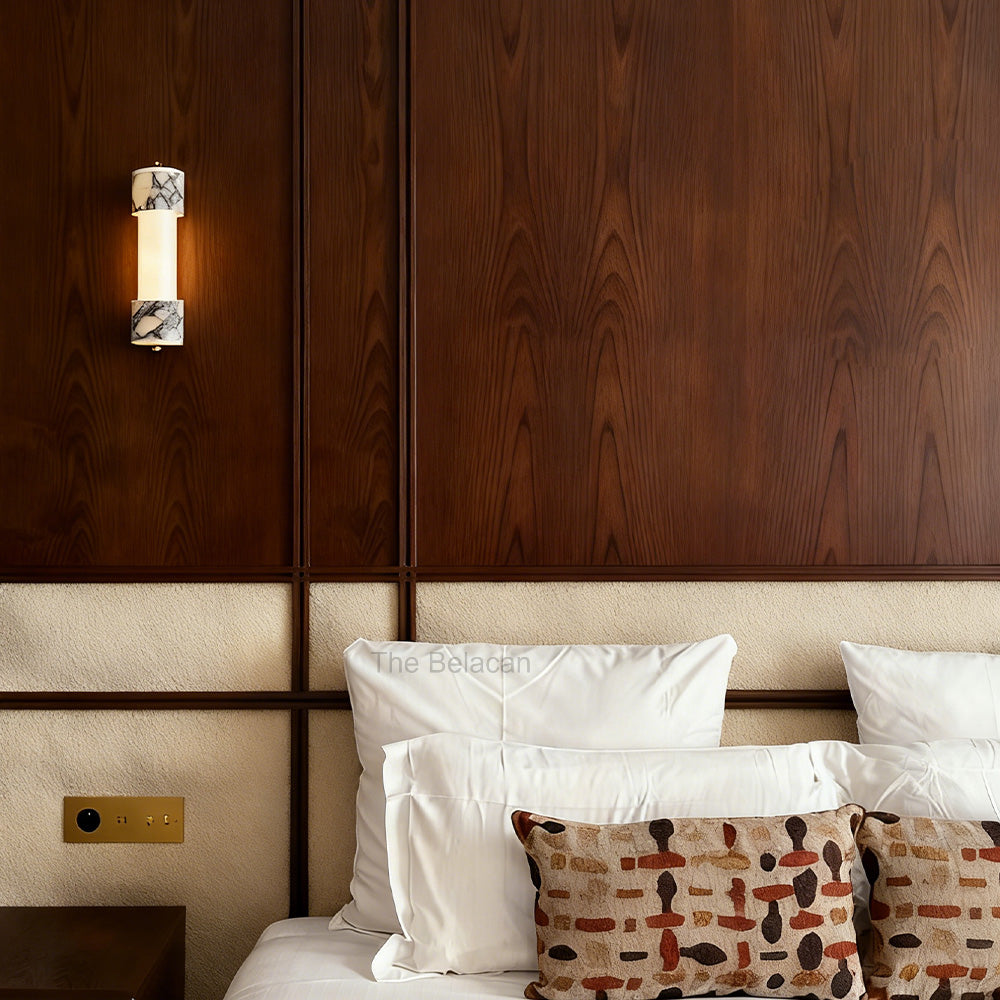 MarbleGlow Dual-Marble Cylinder Wall Sconce - thebelacan