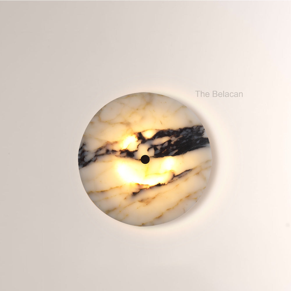 MarbleGlow Flush-Mount Disc Marble Wall Sconce - thebelacan