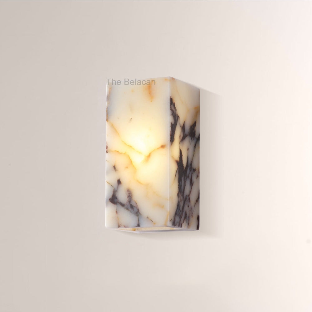 MarbleGlow Geometric Cube Marble Wall Sconce - thebelacan