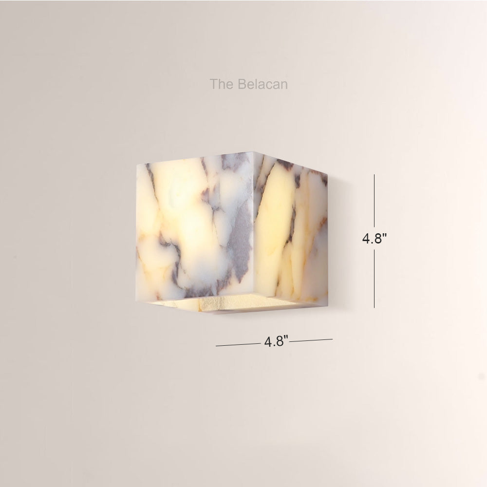 MarbleGlow Geometric Cube Marble Wall Sconce - thebelacan