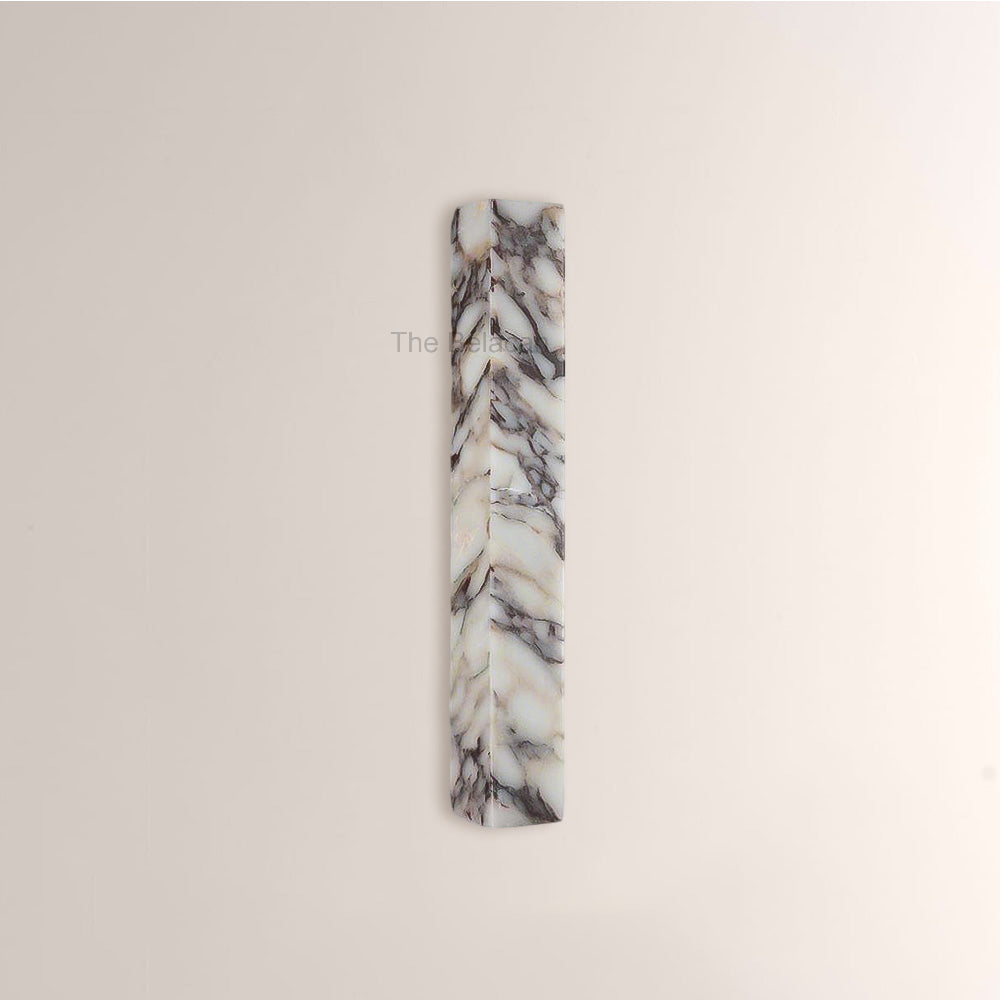 MarbleGlow Herringbone-Marble Vertical Wall Sconce - thebelacan