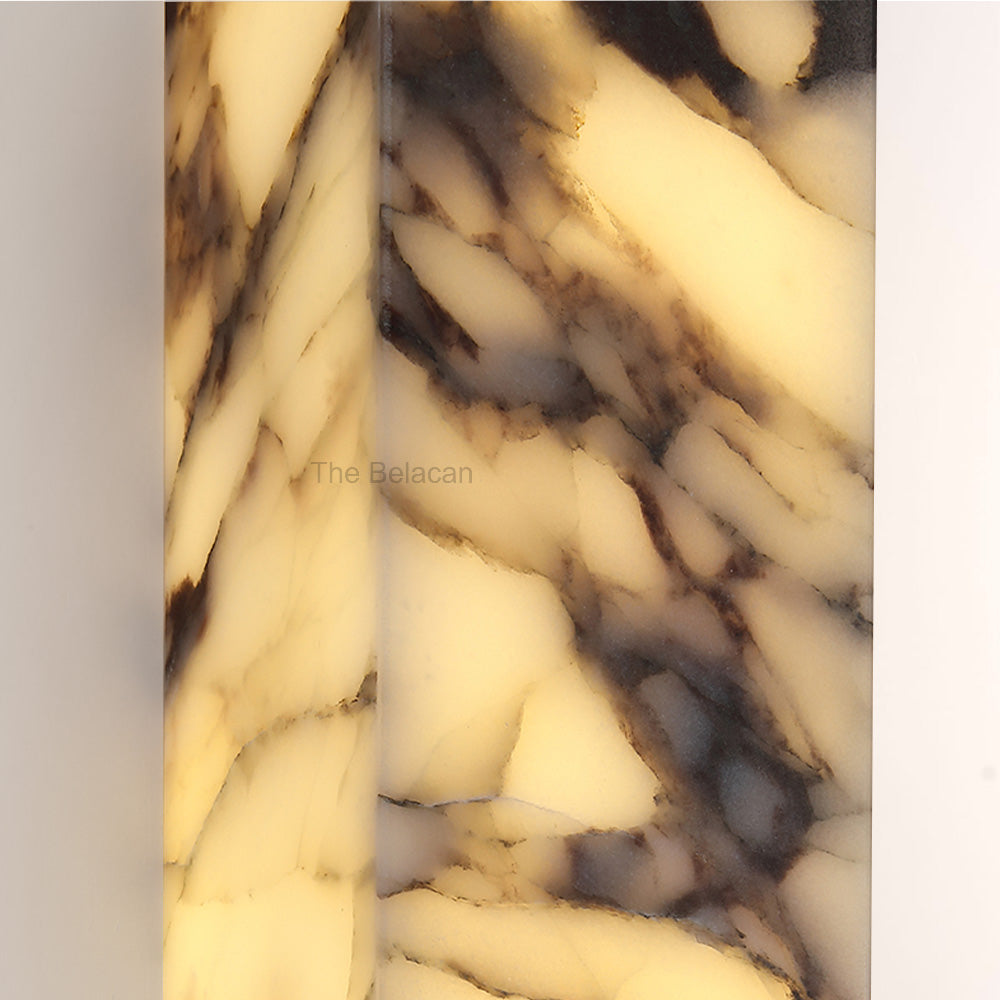 MarbleGlow Herringbone-Marble Vertical Wall Sconce - thebelacan