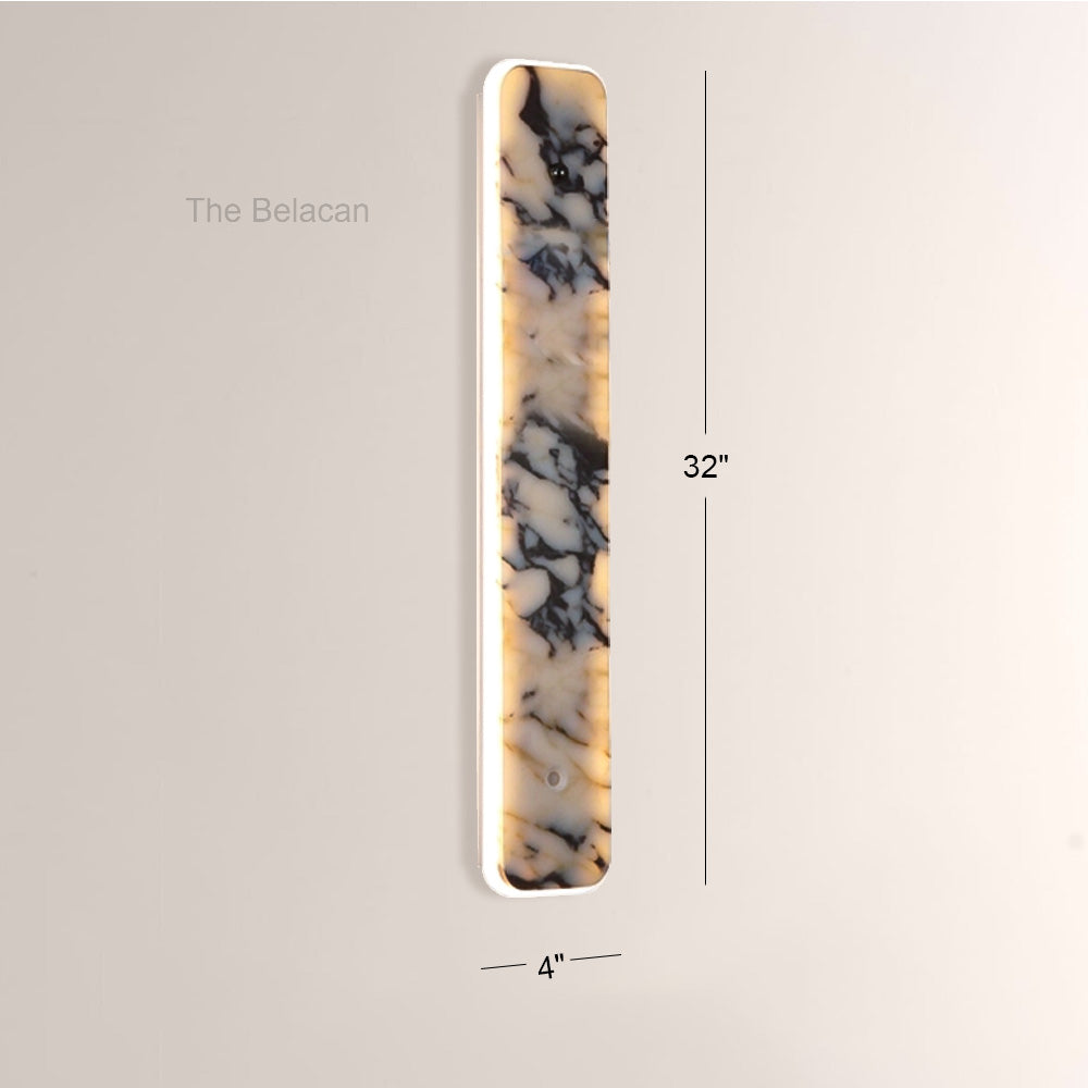 MarbleGlow Linear Slab Marble Wall Sconce - thebelacan