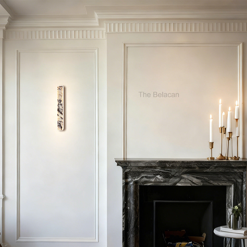 MarbleGlow Linear Slab Marble Wall Sconce - thebelacan