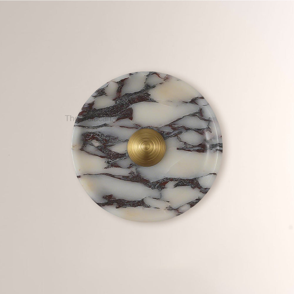 MarbleGlow Round Disc Marble Wall Sconce - thebelacan