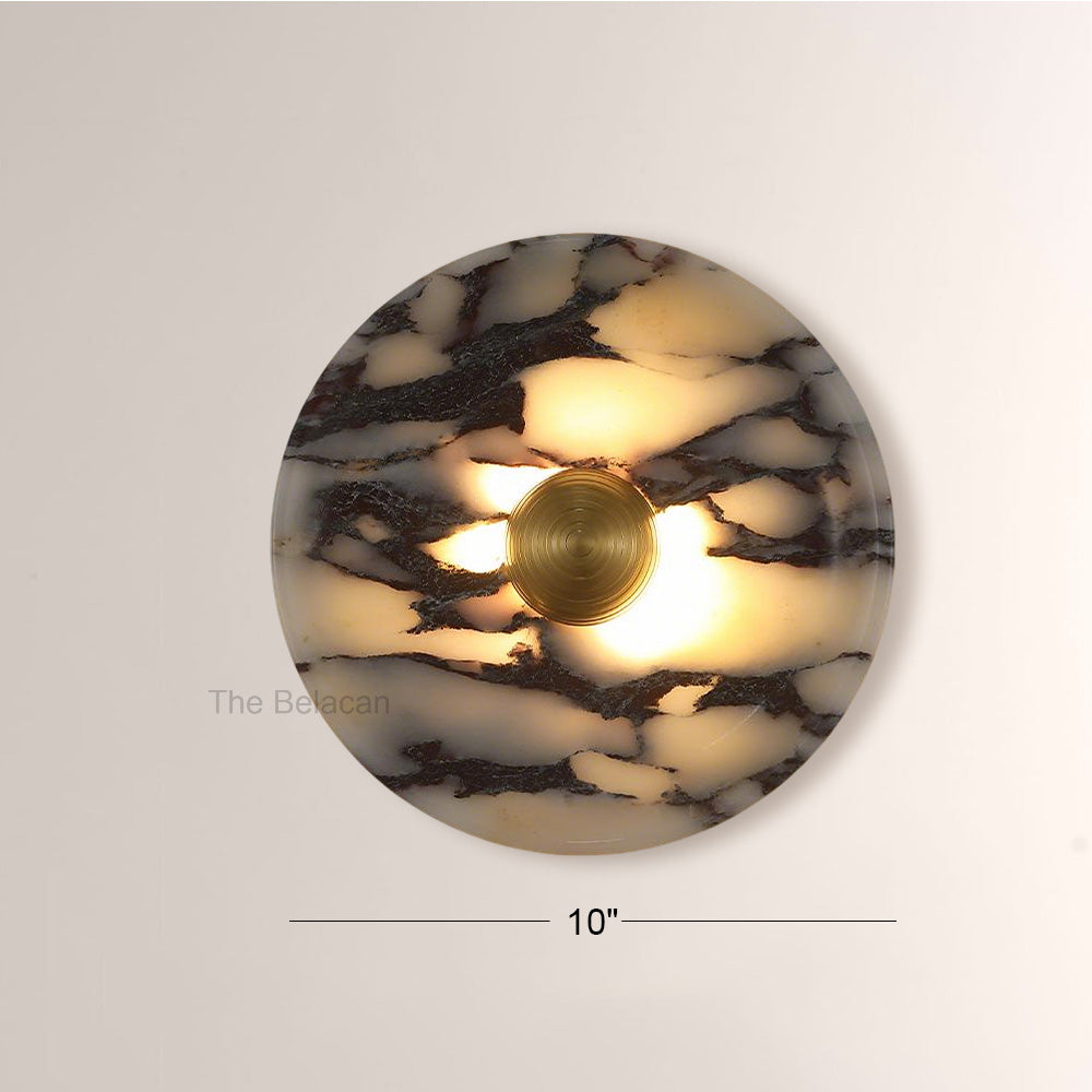 MarbleGlow Round Disc Marble Wall Sconce - thebelacan
