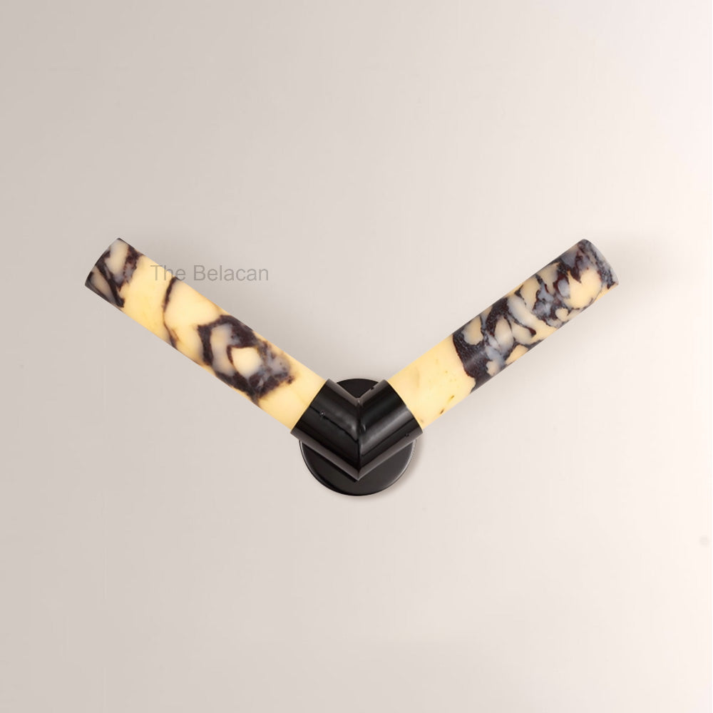 MarbleGlow V-Shaped Dual Cylinder Marble Wall Sconce - thebelacan