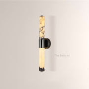MarbleGlow Vertical Cylinder Marble Wall Sconce - thebelacan