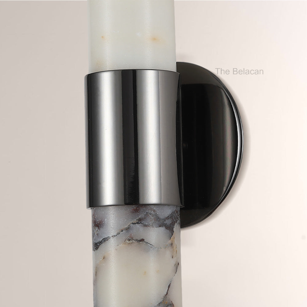 MarbleGlow Vertical Cylinder Marble Wall Sconce - thebelacan