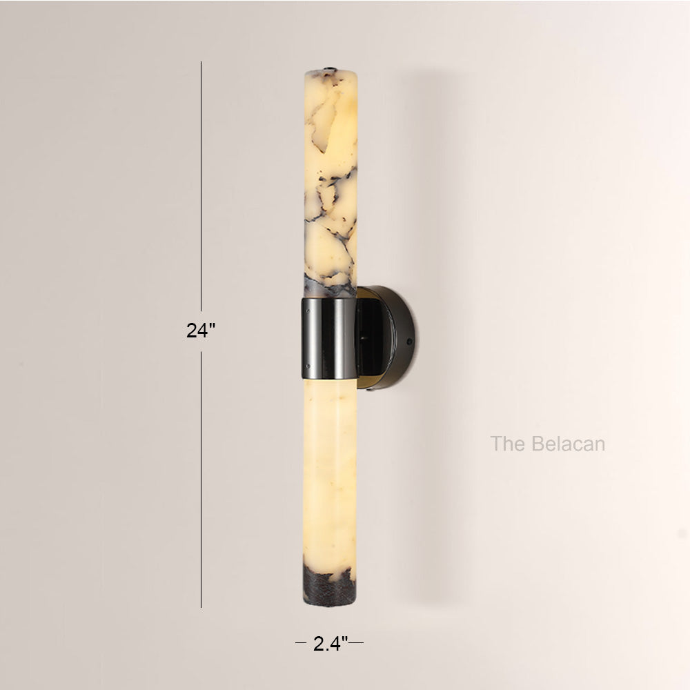MarbleGlow Vertical Cylinder Marble Wall Sconce - thebelacan