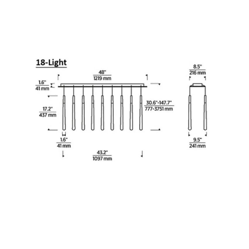 Noland 18-Light Linear Crystal Chandelier 48" - thebelacan