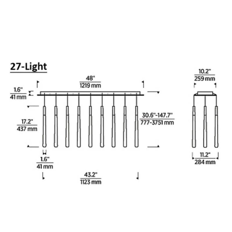Noland 27-Light Linear Crystal Chandelier 48" - thebelacan