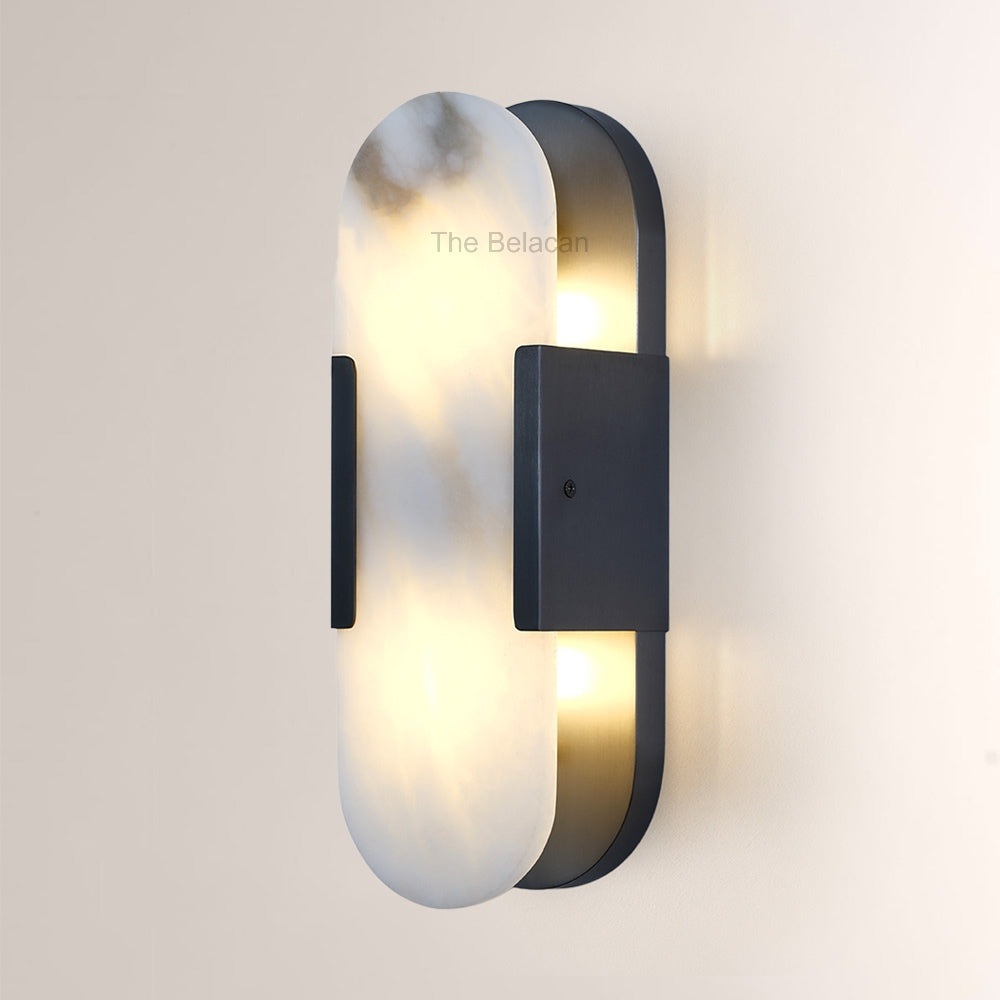 OpalEdge Oval Alabaster Wall Sconces 13.8 19.7H - thebelacan