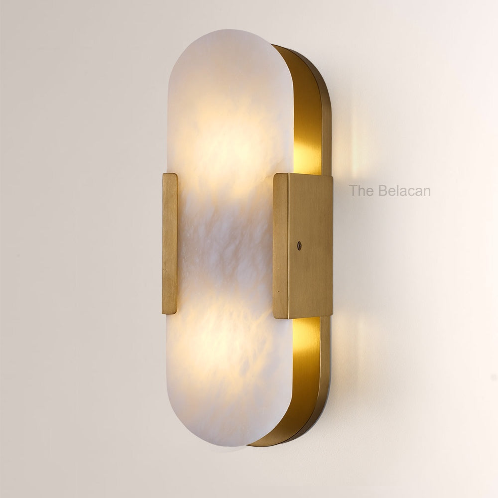 OpalEdge Oval Alabaster Wall Sconces 13.8 19.7H - thebelacan