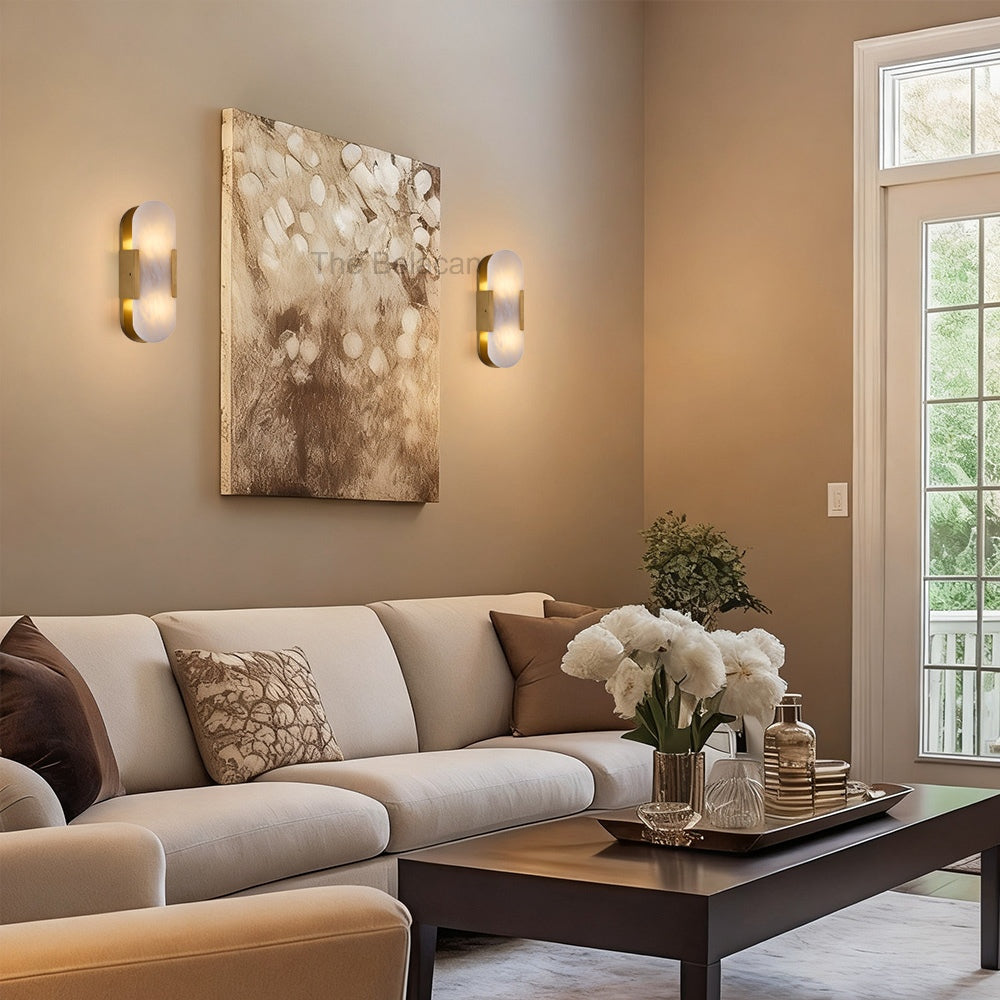 OpalEdge Oval Alabaster Wall Sconces 13.8 19.7H - thebelacan
