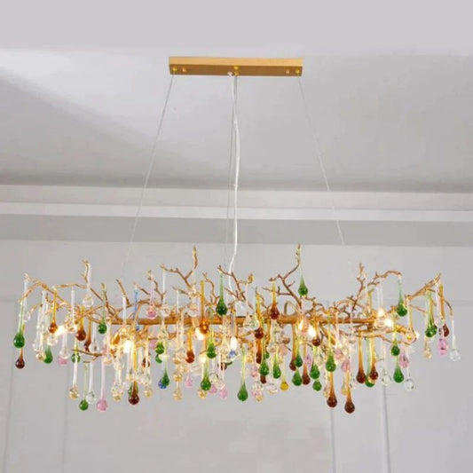 Ran Colorful Crystal Linear Branch Chandelier - thebelacan