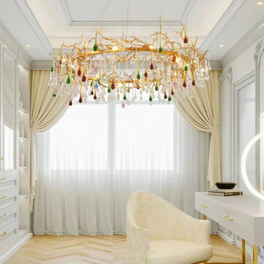 Ran Colorful Crystal Raindrop Branch Chandelier - thebelacan