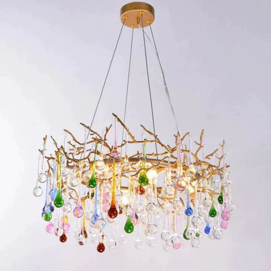 Ran Colorful Crystal Raindrop Branch Chandelier - thebelacan