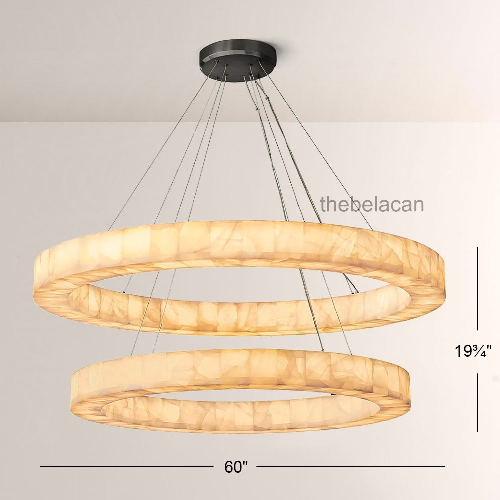 Riveage 2-tier Round Calcite Chandelier 60" - thebelacan