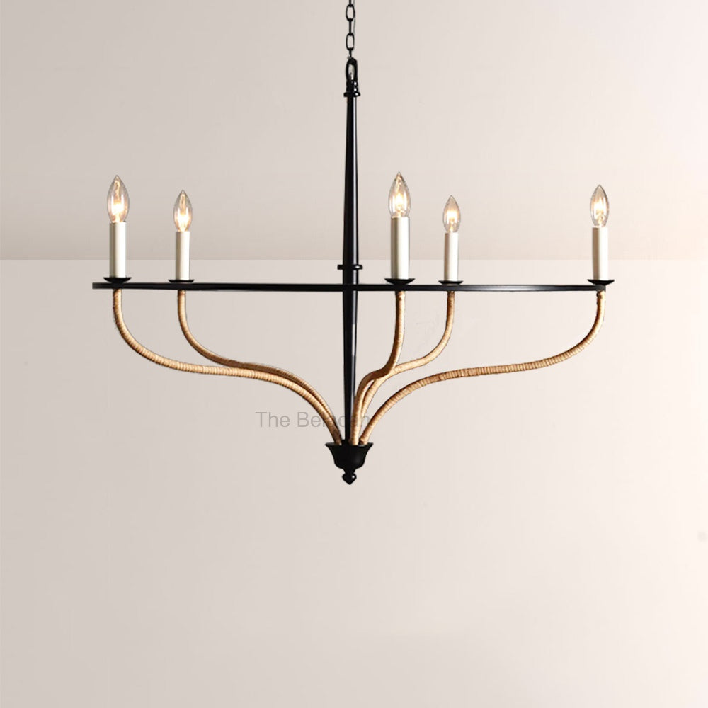 RosArtis Rattan Chandelier in Black - thebelacan