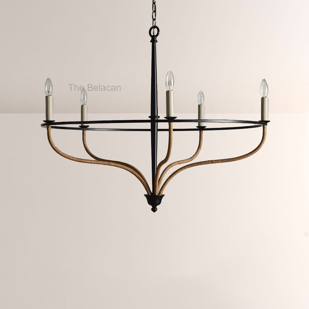 RosArtis Rattan Chandelier in Black - thebelacan