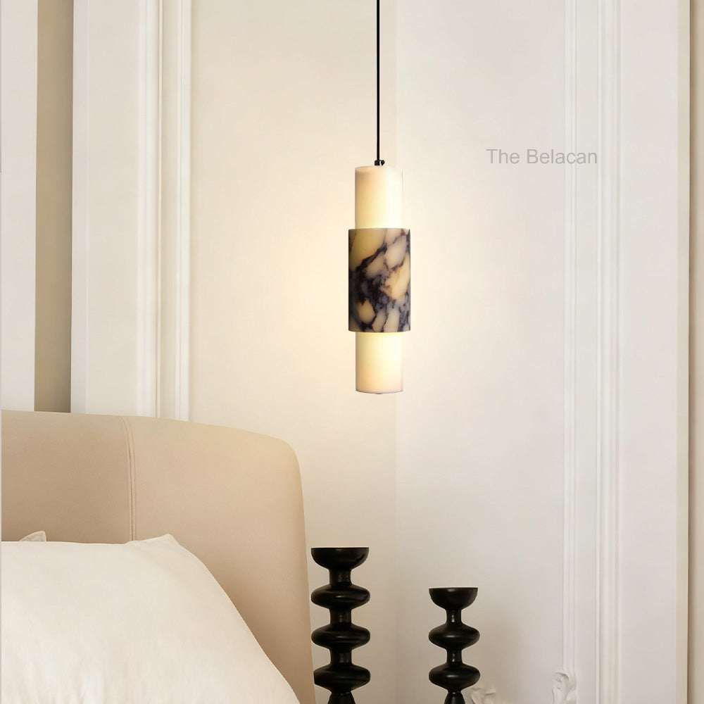 Vitrella Layered Marble Cylinder Pendant - thebelacan