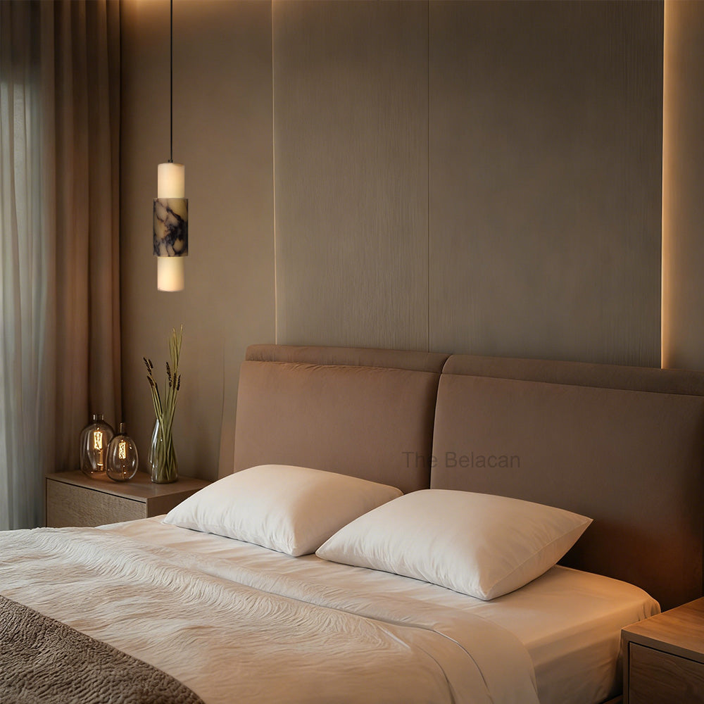 Vitrella Layered Marble Cylinder Pendant - thebelacan