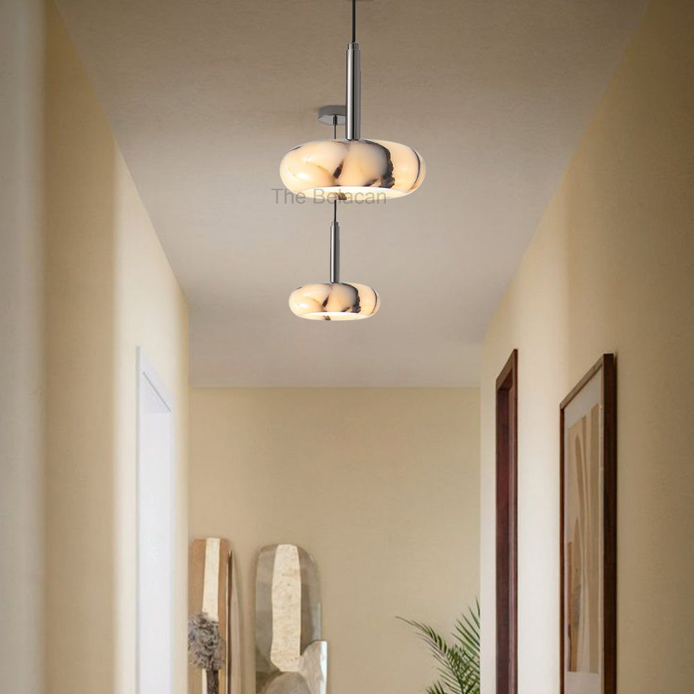 Vitrella Oval-Marble Disc Pendant - thebelacan