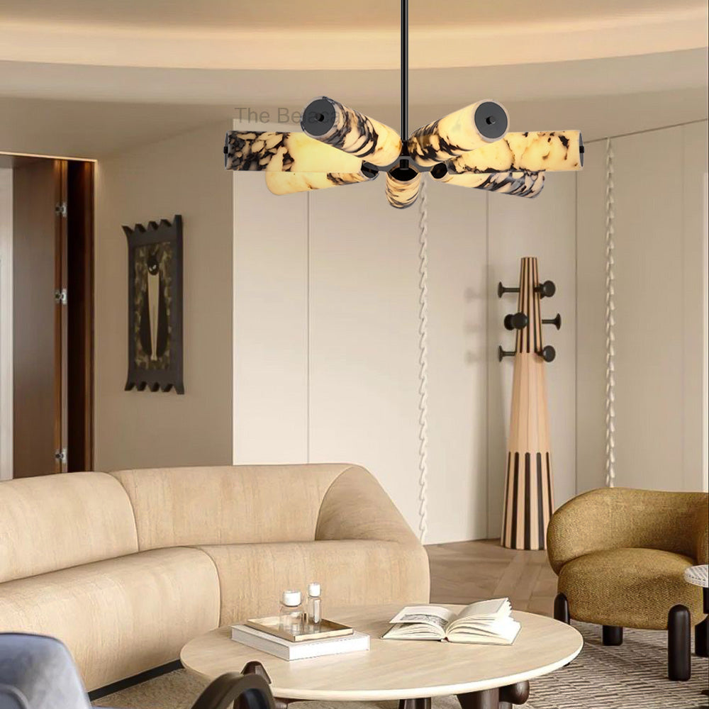 Vitrella Radial Cylinder Marble Chandelier - thebelacan