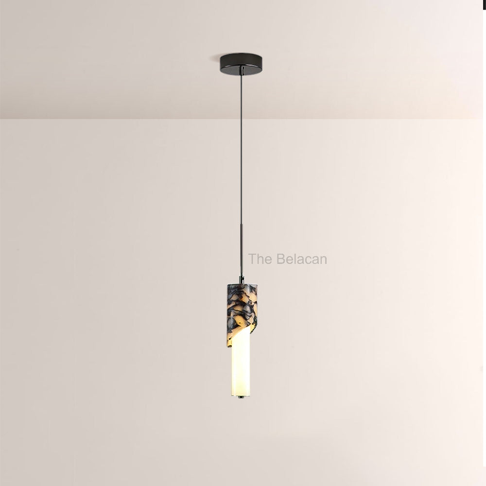 Vitrella Sculpted Marble-Wrap Cylinder Pendant - thebelacan