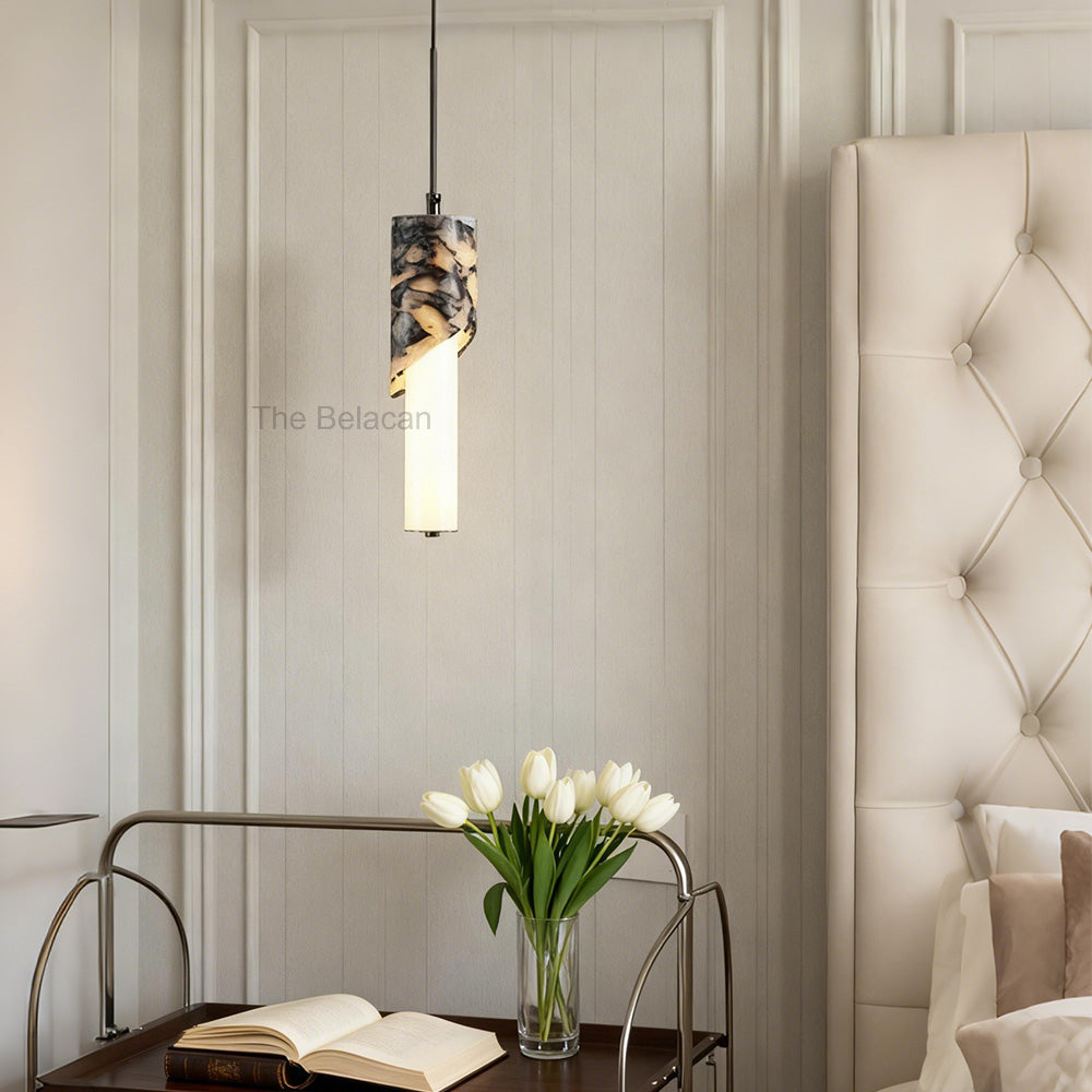 Vitrella Sculpted Marble-Wrap Cylinder Pendant - thebelacan