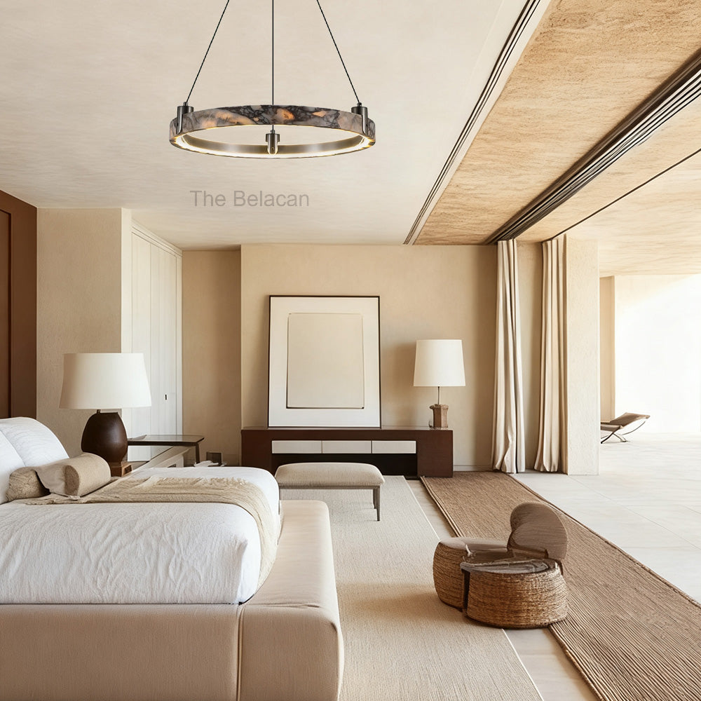 Vitrella Single-Ring Marble Chandelier - thebelacan