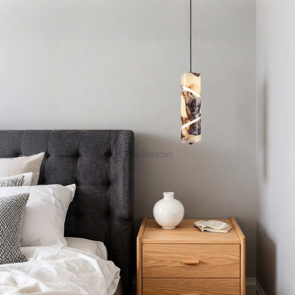 Vitrella Swirl-Accent Marble Cylinder Pendant - thebelacan