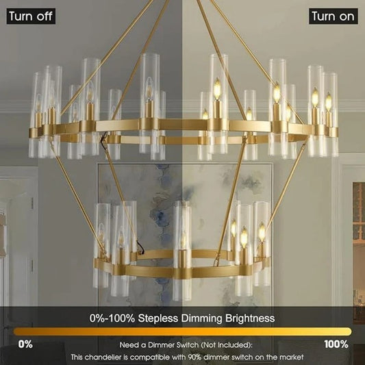 Wagon Wheel 2 Tier Glass Chandelier - thebelacan