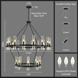 Wagon Wheel 2 Tier Glass Chandelier - thebelacan
