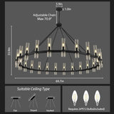 Wagon Wheel Glass Chandelier 60" 70" - thebelacan